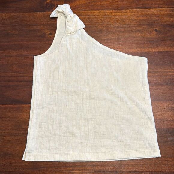 J. Crew Cream Textured One Shoulder Bow Accent Blouse Women’s Small - Picture 1 of 6
